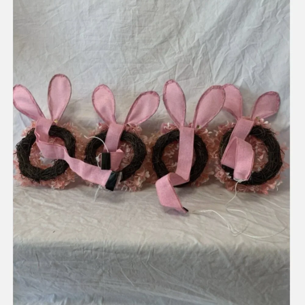 Set of 4 Mini Easter Bunny Cabinet Wreaths